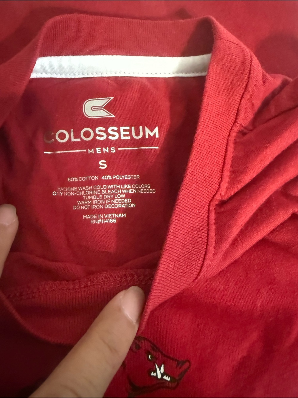 Colosseum Razorbacks Long Sleeve Tee - Red - Picture 3 of 4
